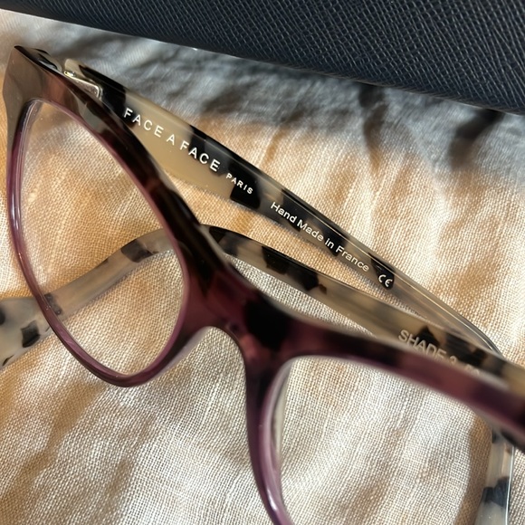 Face a Face frame. Purple with charcoalal/brown/tan temples.  Rx lenses. - Picture 4 of 8